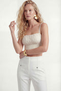 Top Franzido Alças Finas ACT Feminino Off White