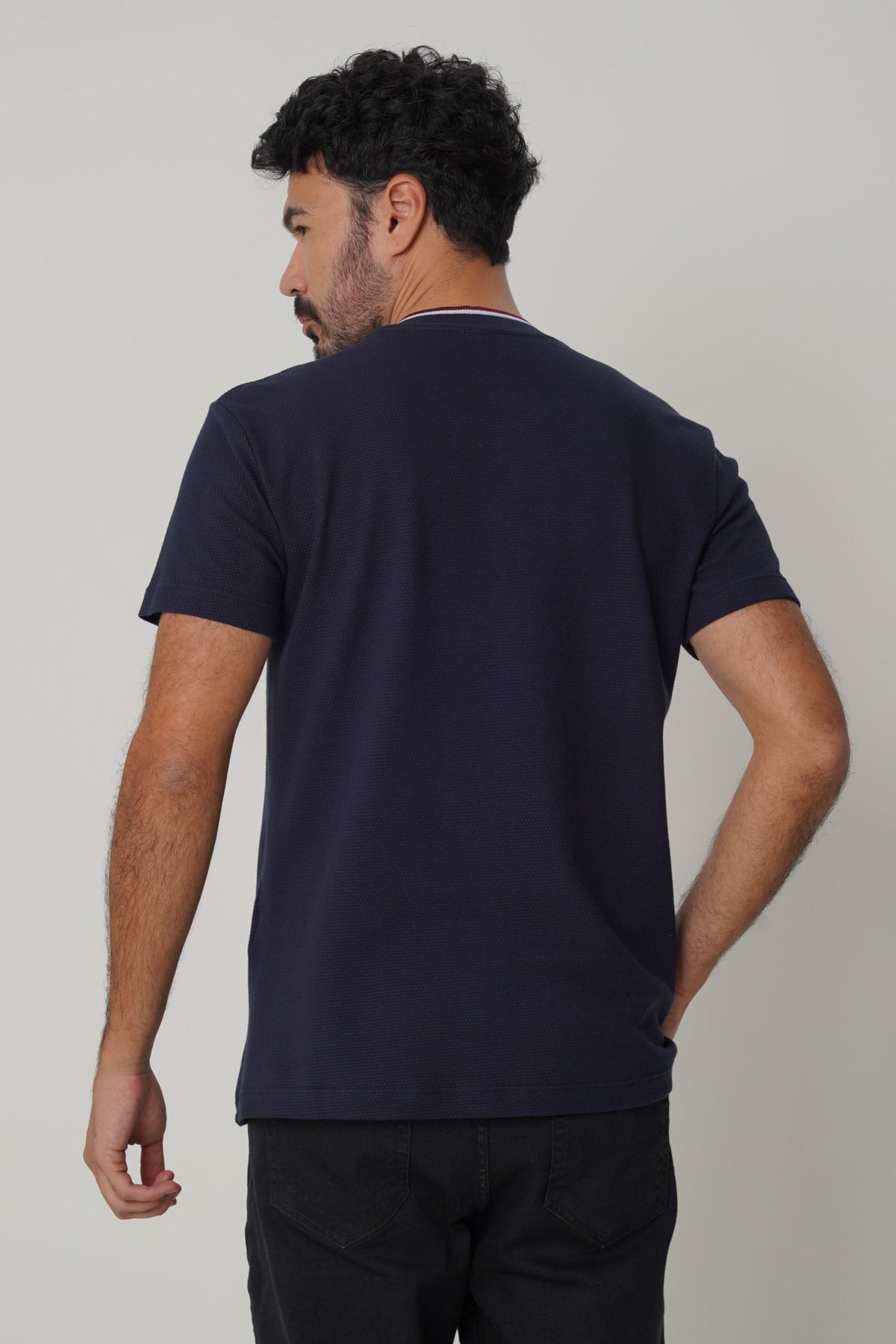 Camiseta Casual Com Bordado Masculina Acostamento Marinho