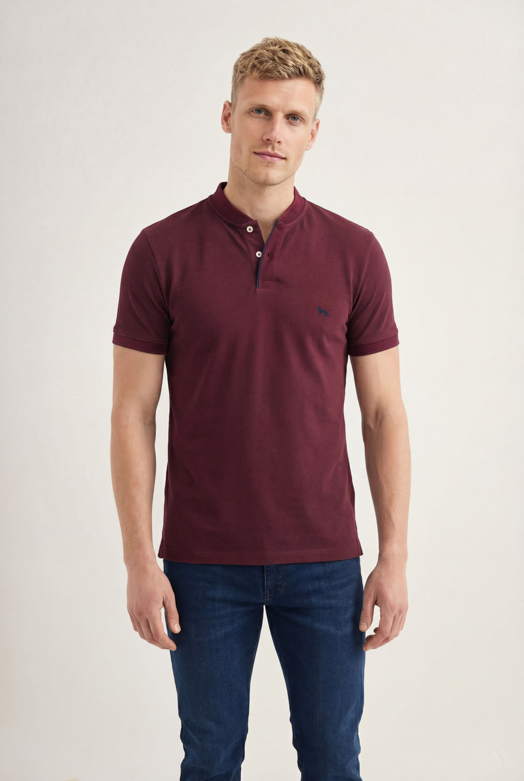 Polo Casual Manga Curta Masculina Acostamento Marinho