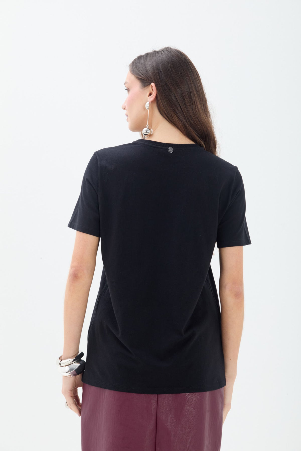 T-shirt Casual Com Estampa ACT Feminina Preto