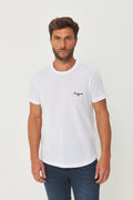 Camiseta Elastano Casual Minimal Masculina Acostamento Branco
