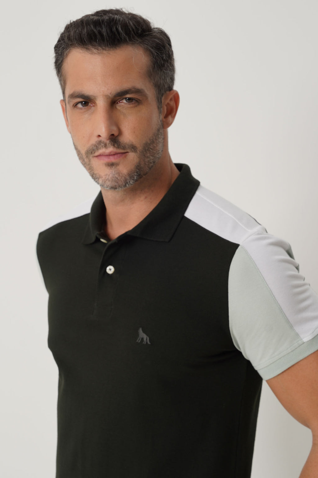Polo Casual Wear Masculina Acostamento Verde Folhagem