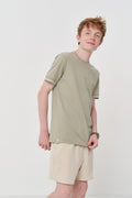 Camiseta Punho Listrado Menino Acostamento Next Verde Salvia