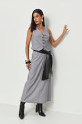 Saia Maxi Risca Giz Feminina Acostamento Light Silver
