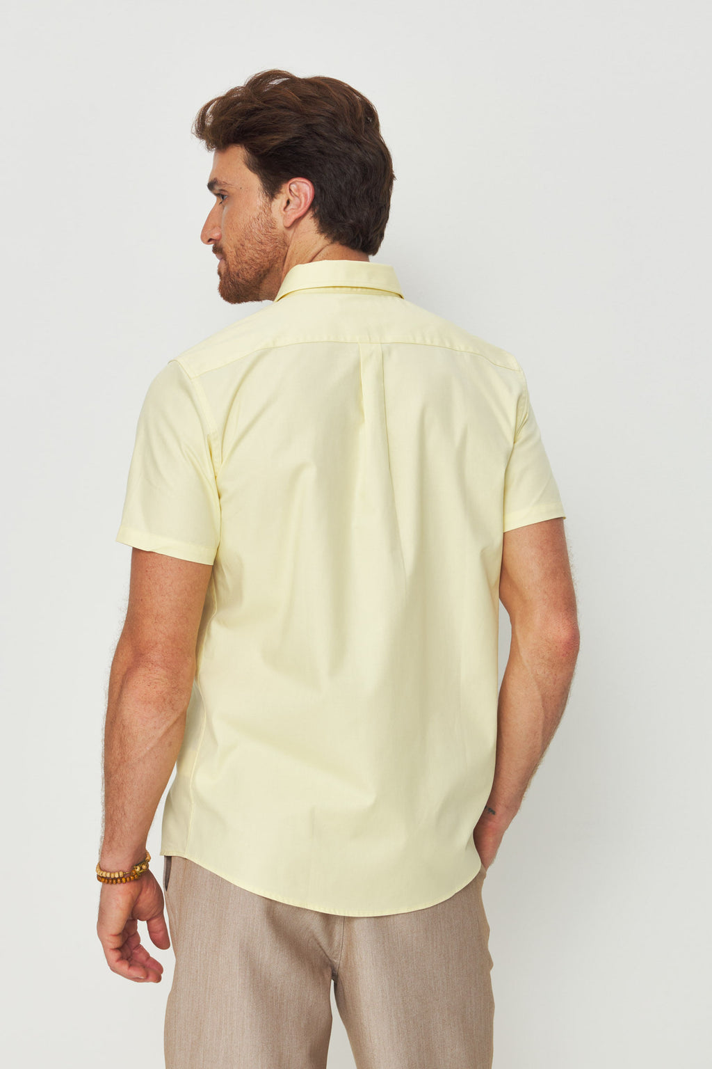 Camisa Manga Curta Cotton Masculina Acostamento Amarelo