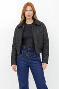 Jaqueta Cropped Textura Brilho ACT Feminina Preto