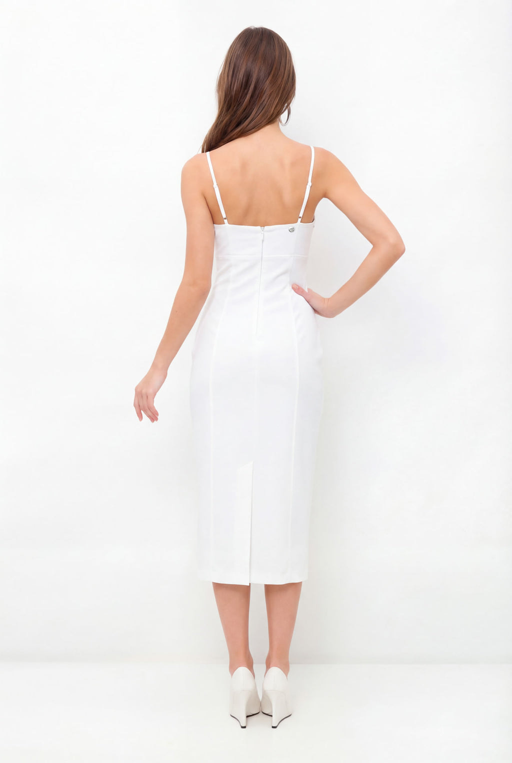 Vestido Midi Com Ilhós E Amarração ACT Feminino Off White