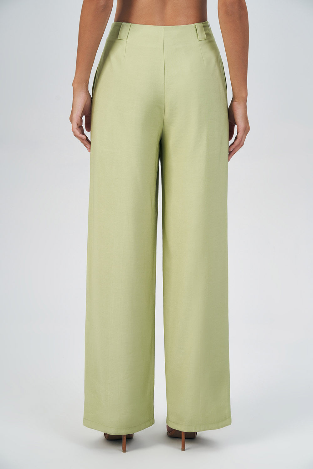 Calça Pantalona Com Bolso Feminina Acostamento Matcha