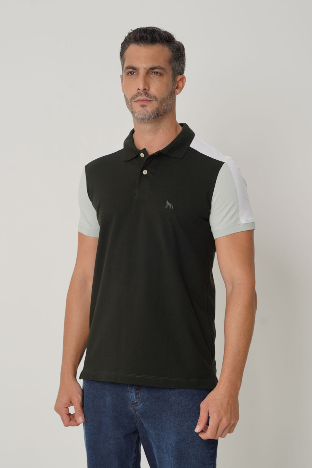 Polo Casual Wear Masculina Acostamento Verde Folhagem