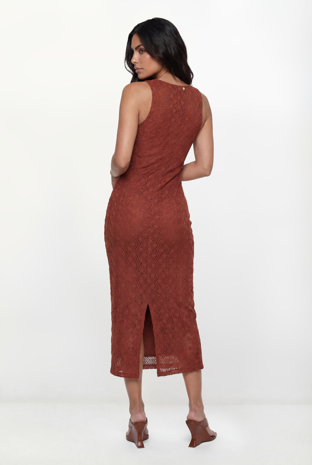 Vestido Midi Vazado Lateral ACT Feminino Redwood