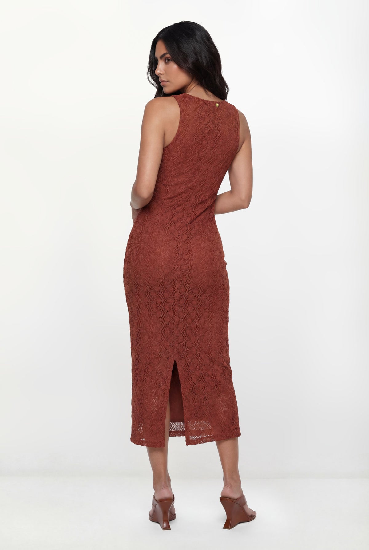 Vestido Midi Vazado Lateral ACT Feminino Redwood