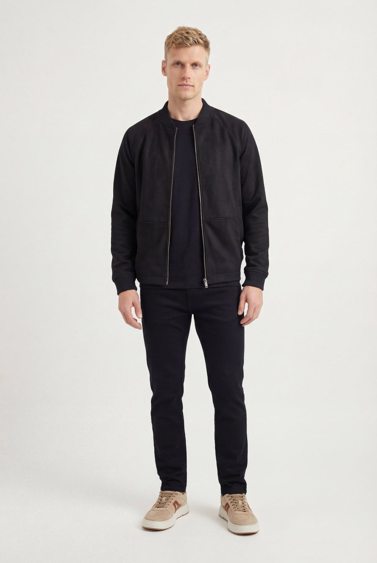 Jaqueta Bomber Com Zíper Masculina Acostamento Preto