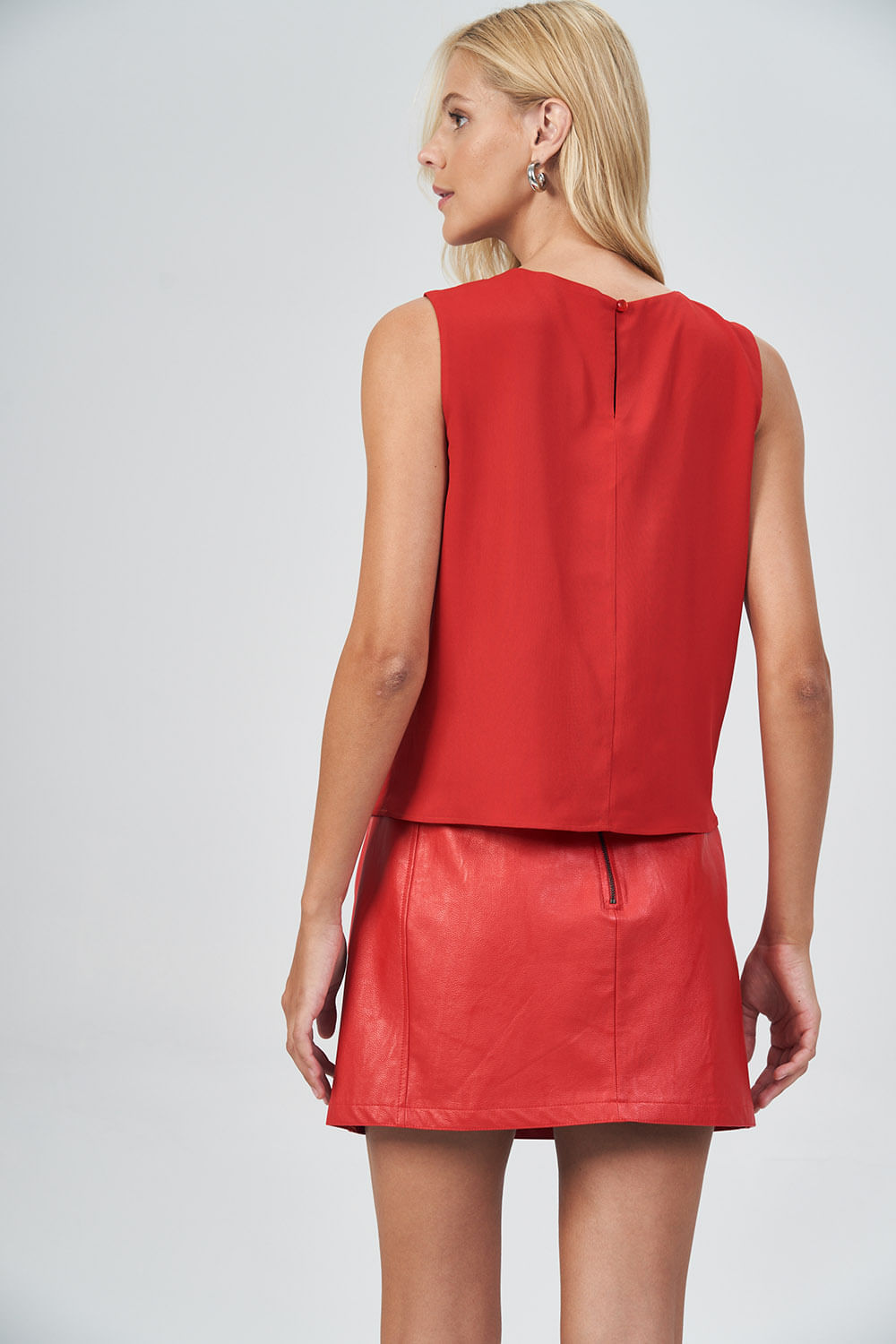 Blusa Detalhe Pregas Feminina Acostamento Red Velvet