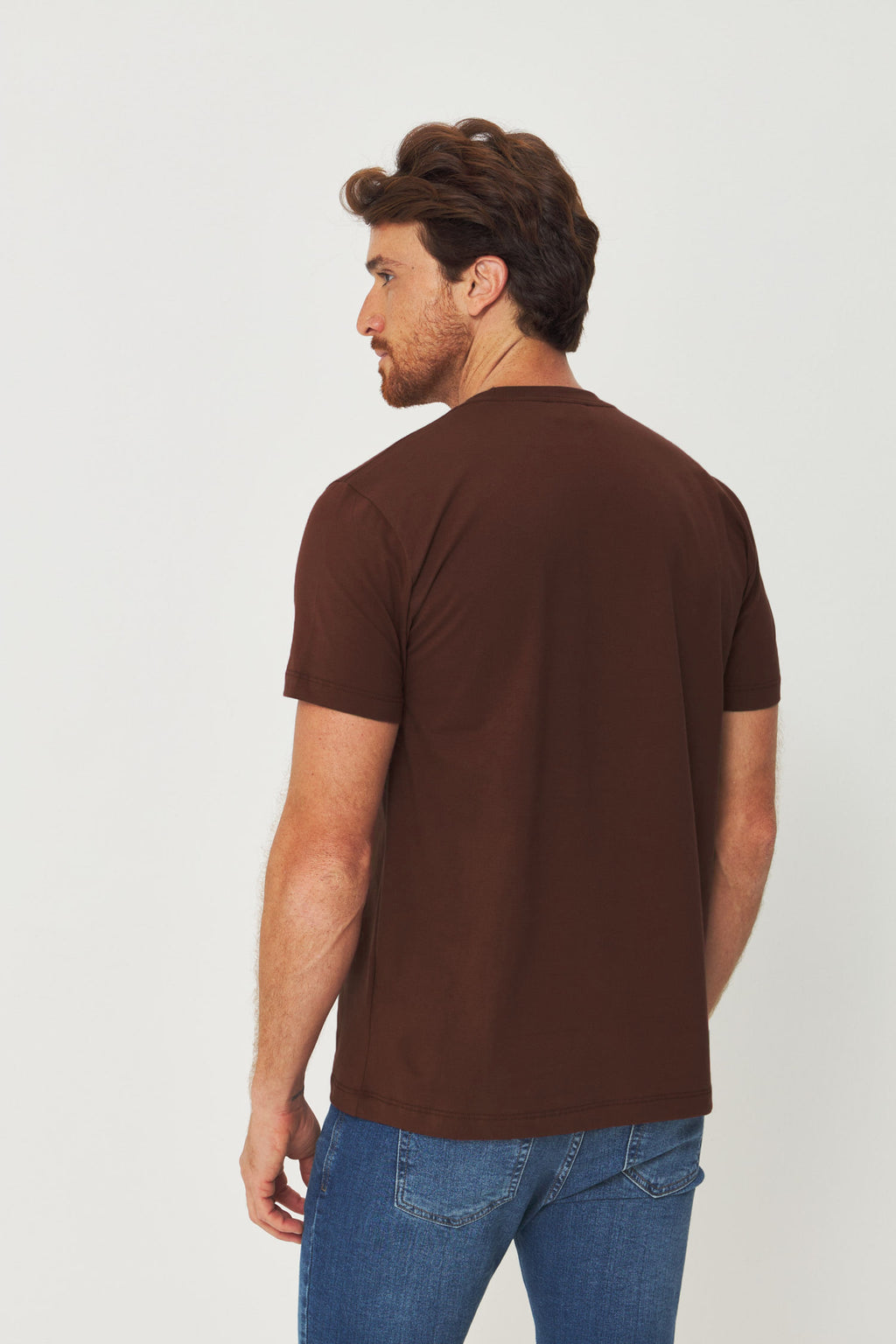 Camiseta Básica Clean Masculina Acostamento Marrom Ipe