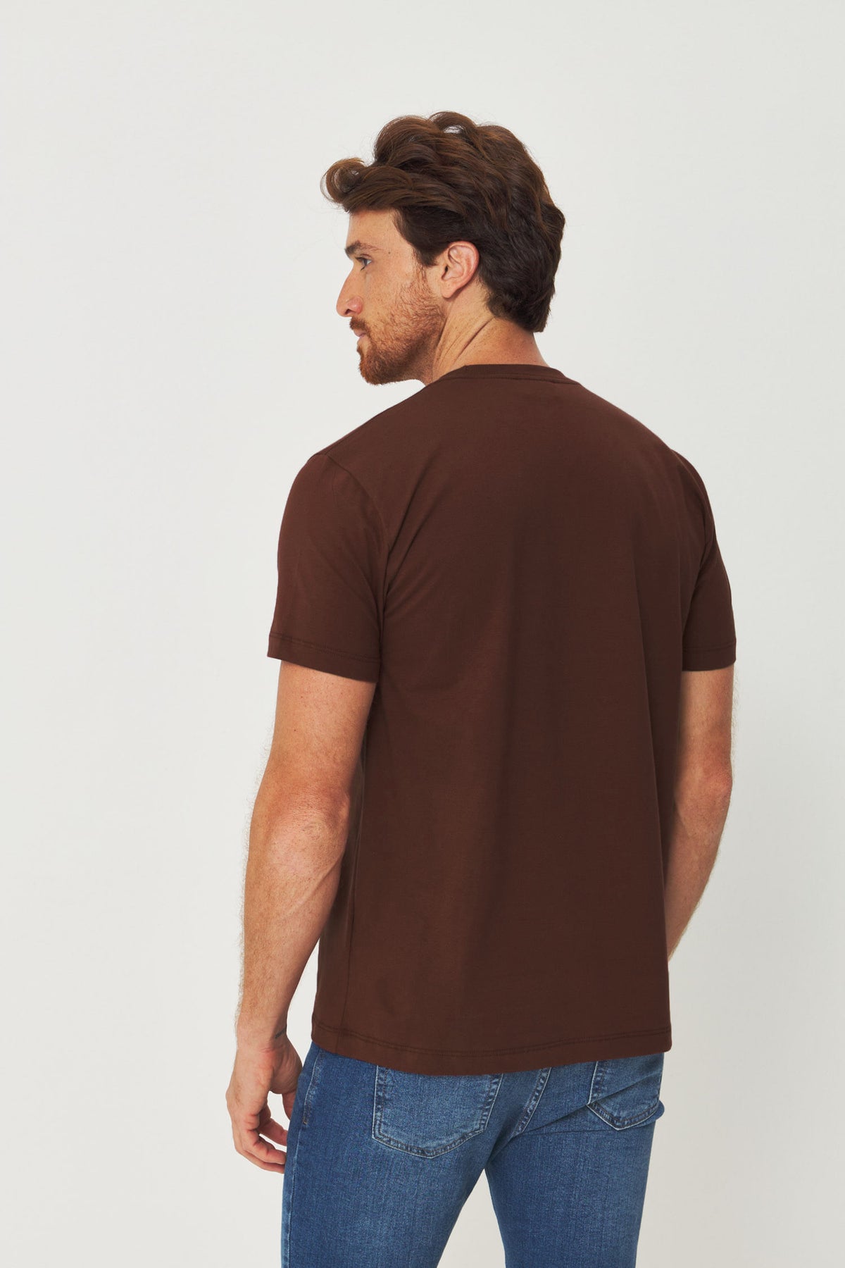 Camiseta Básica Clean Masculina Acostamento Marrom Ipe