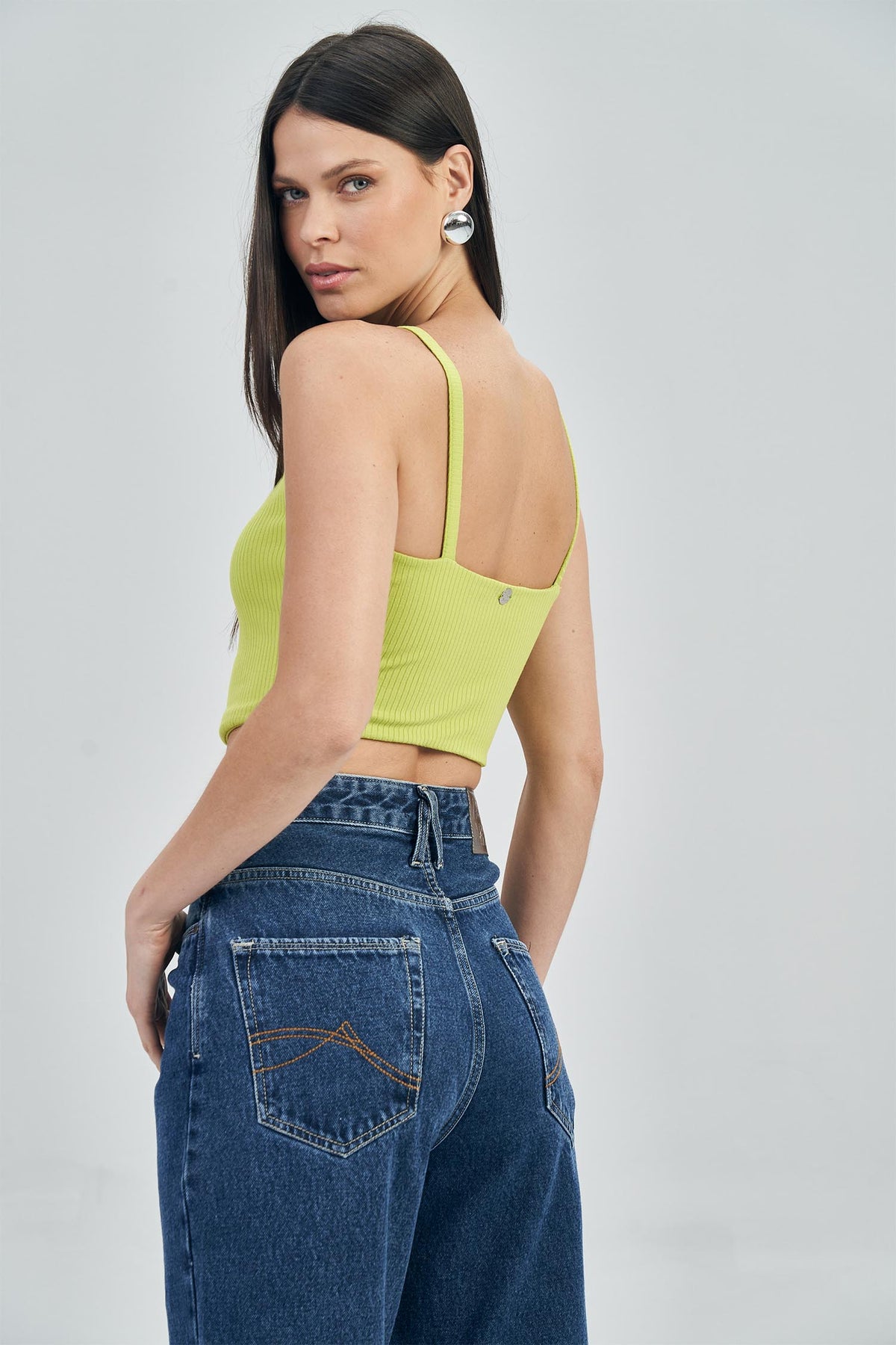 Top Canelado Feminino Acostamento Citrus Green