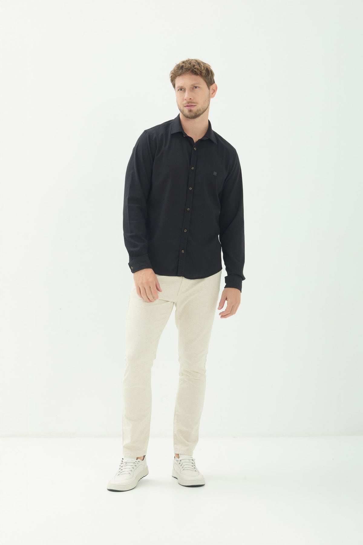 Calça Casual Com Linho Masculina Acostamento Natural