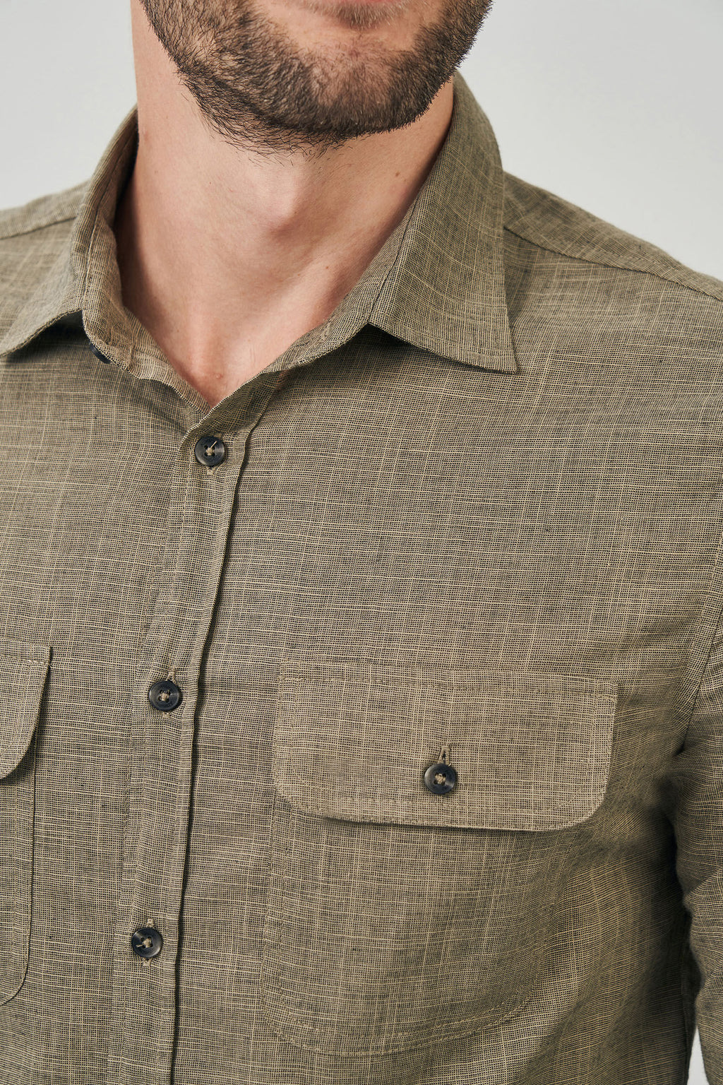 Camisa Manga Longa Risc Pocket Masculina Acostamento Caqui