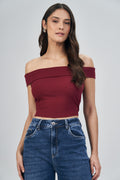 Blusa Ombro a Ombro Feminina Acostamento Off White
