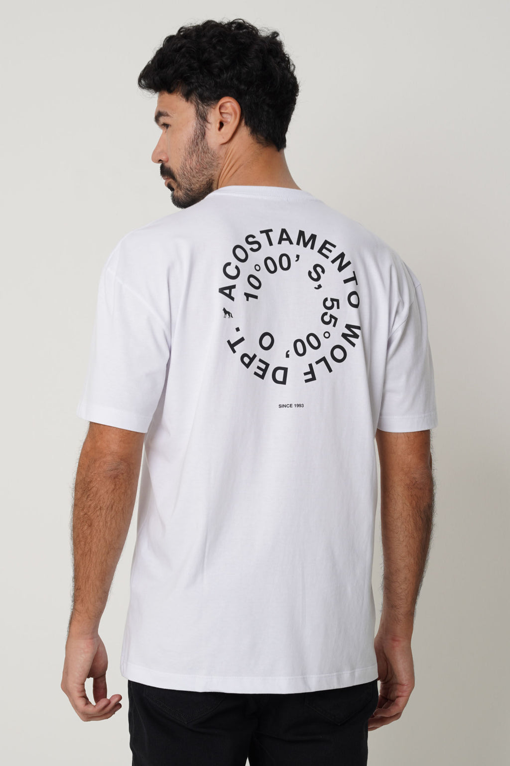 Camiseta Big Shirt Estampa Costas Masculina Acostamento Branco