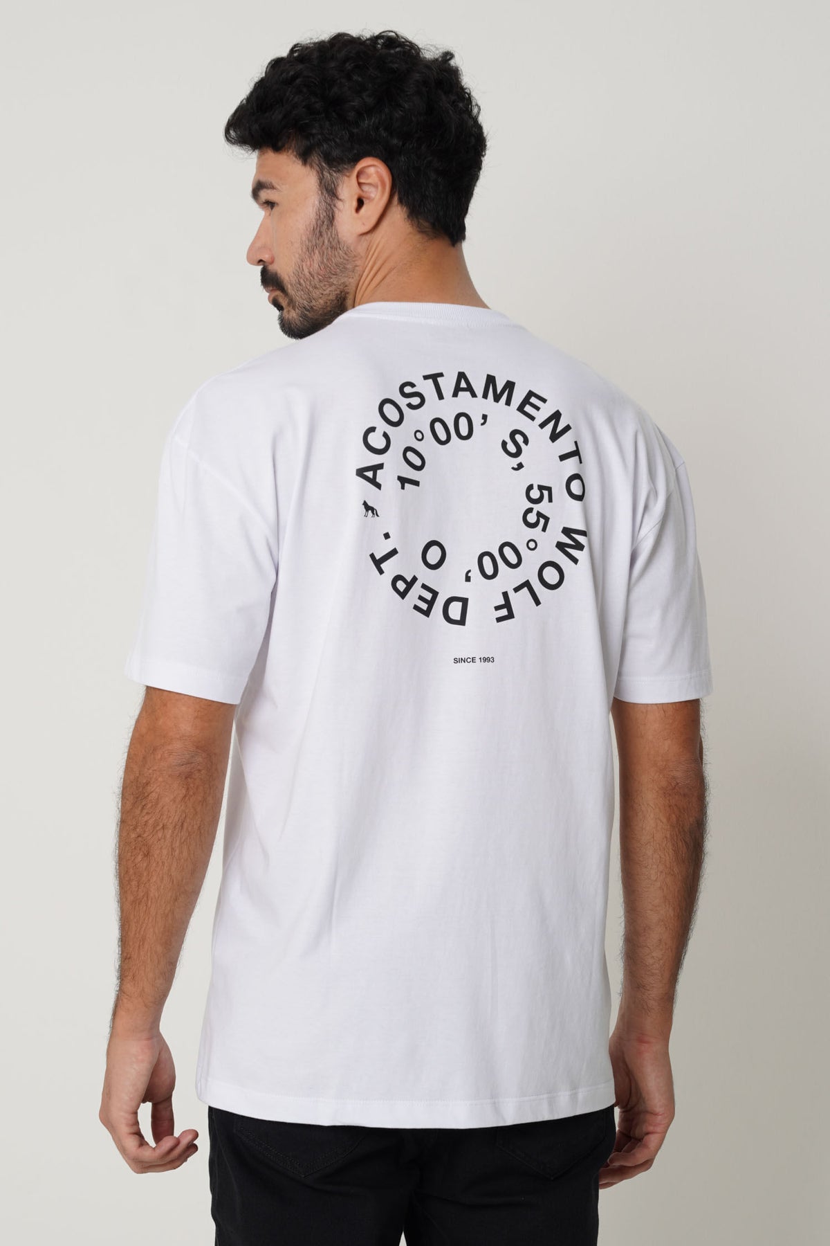 Camiseta Big Shirt Estampa Costas Masculina Acostamento Branco