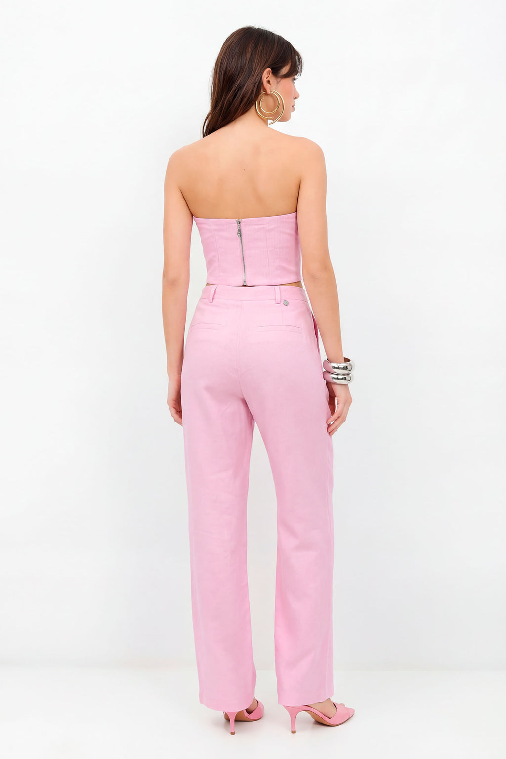 Top Linho Corselet Feminino Inblanche Pink Sunset