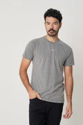 Camiseta Estampa Costas Masculina Acostamento Mescla Grafite