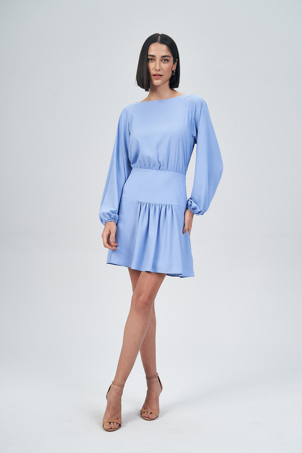 Vestido Manga Longa Bufante Feminino Acostamento Preto