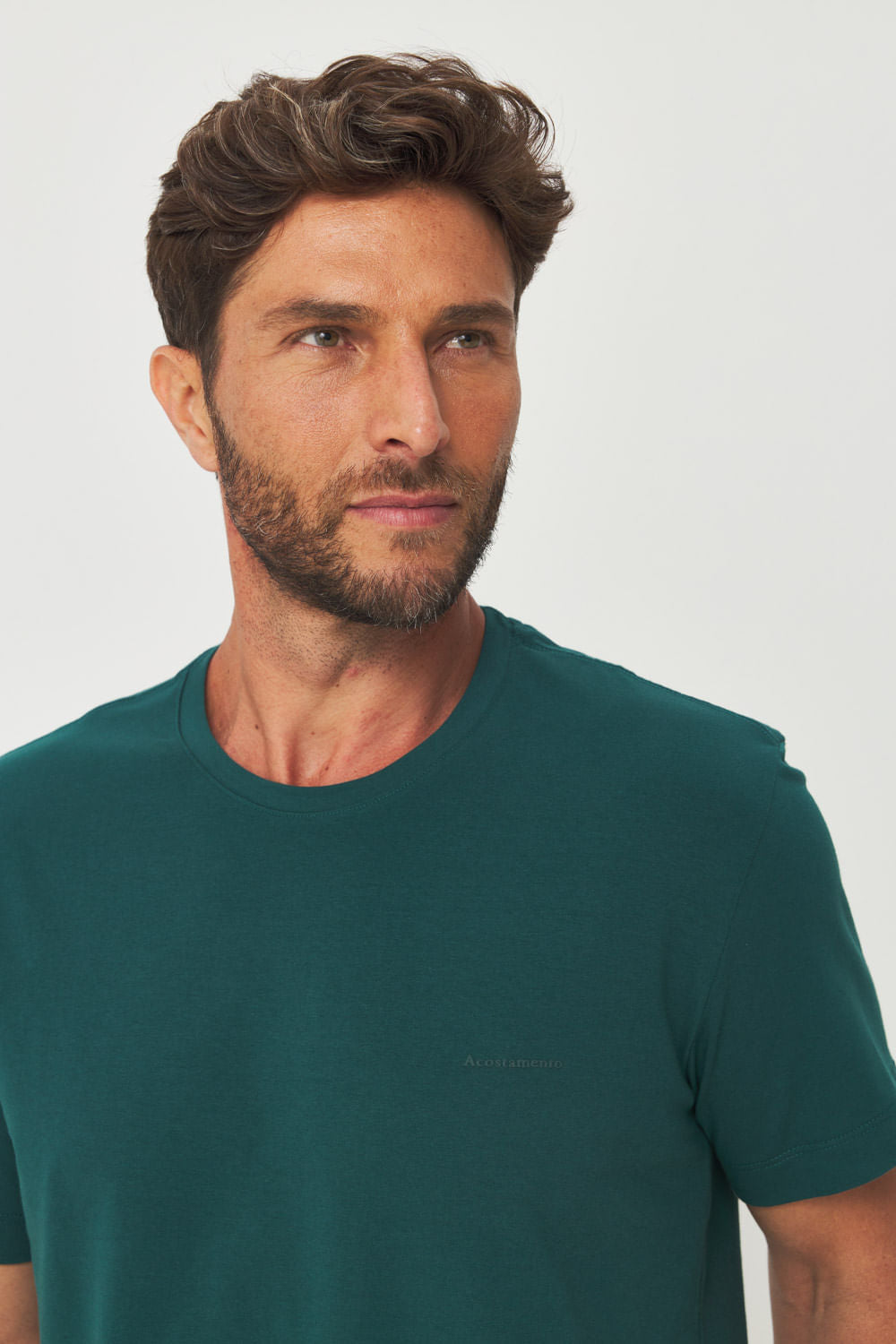 Camiseta Mini Lettering Masculina Acostamento Verde Profundo