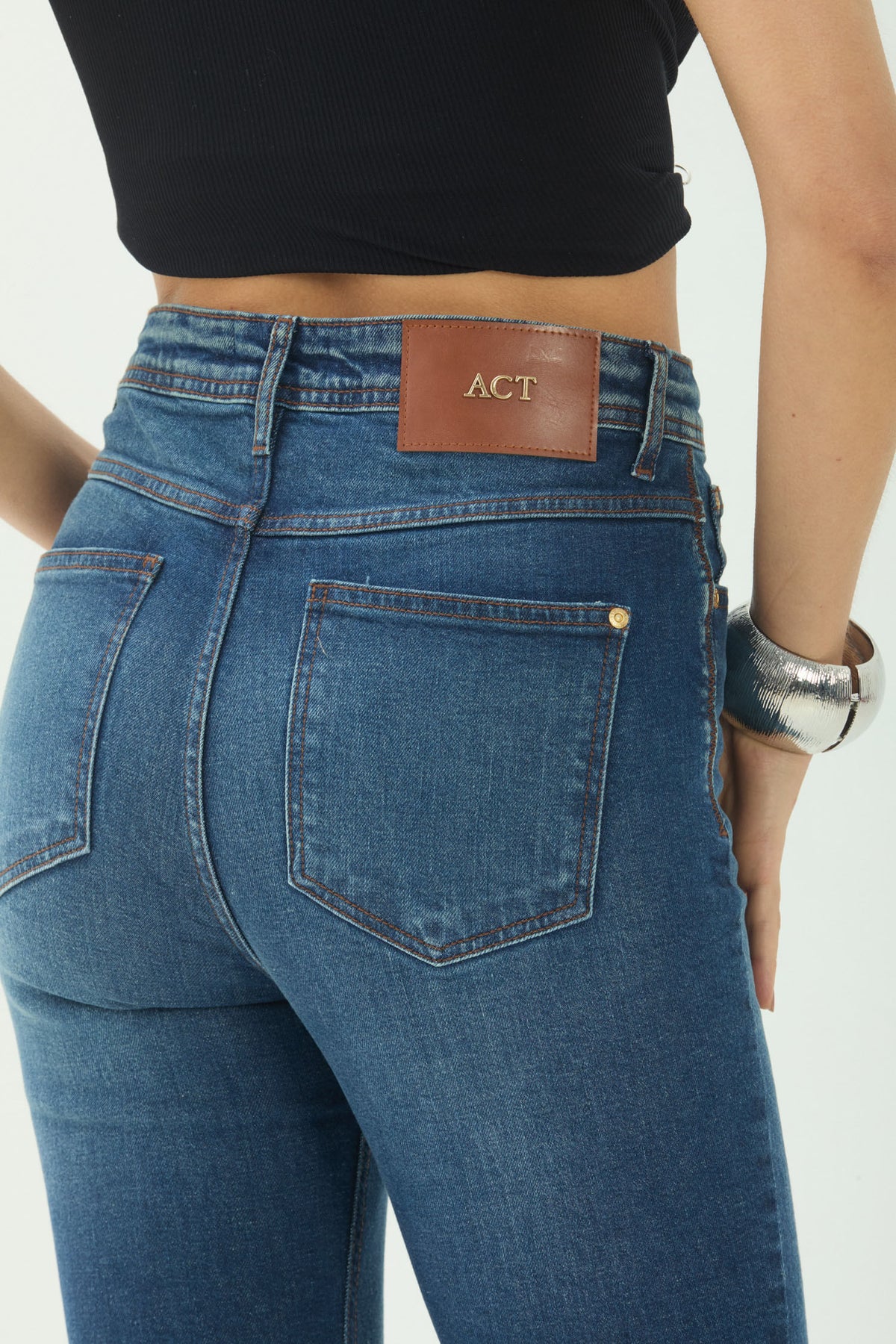 Calça Jeans Skinny Cintura Alta ACT Feminina Jeans Intermediario