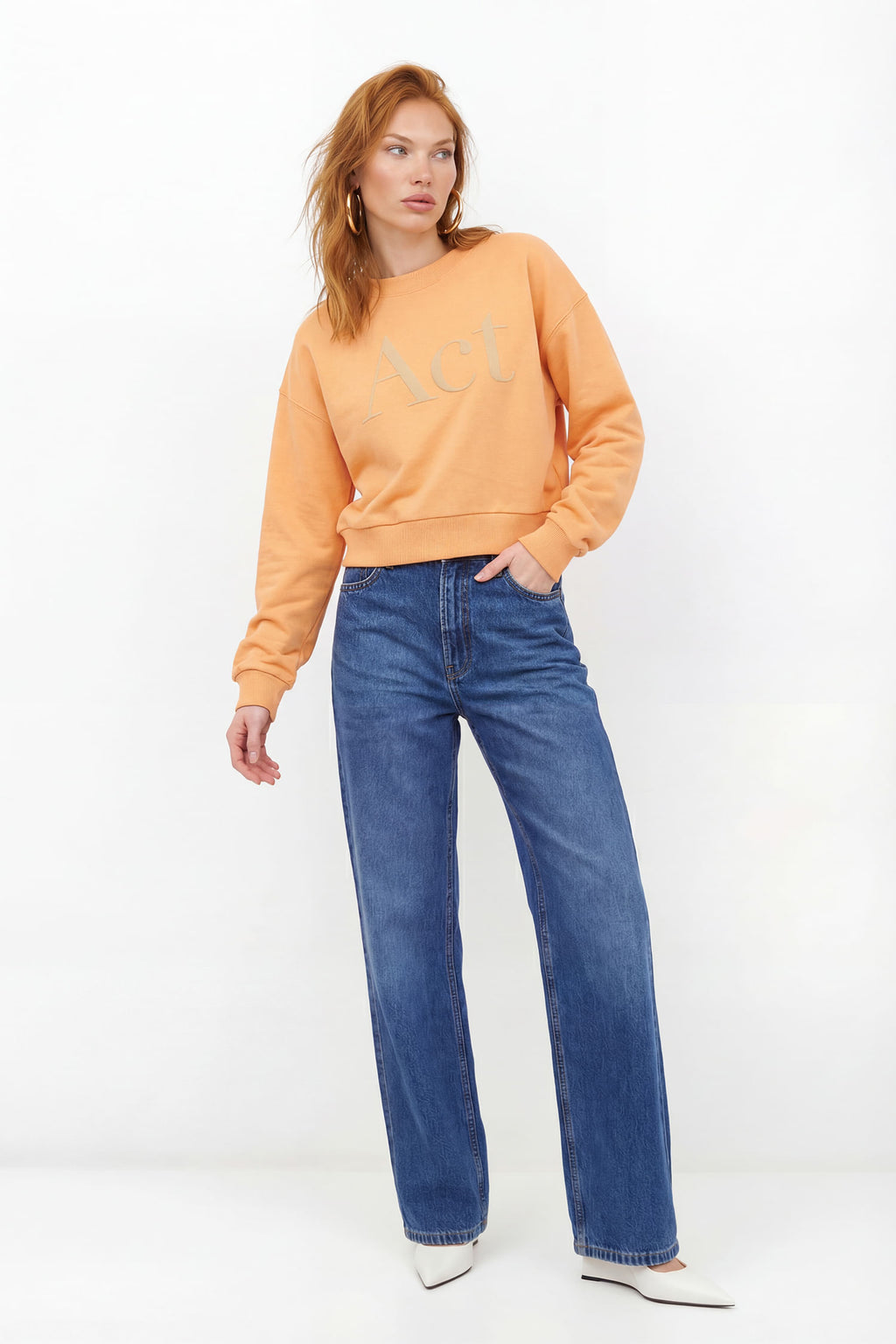 Blusão Moletom Com Logo ACT Feminino Spice Orange