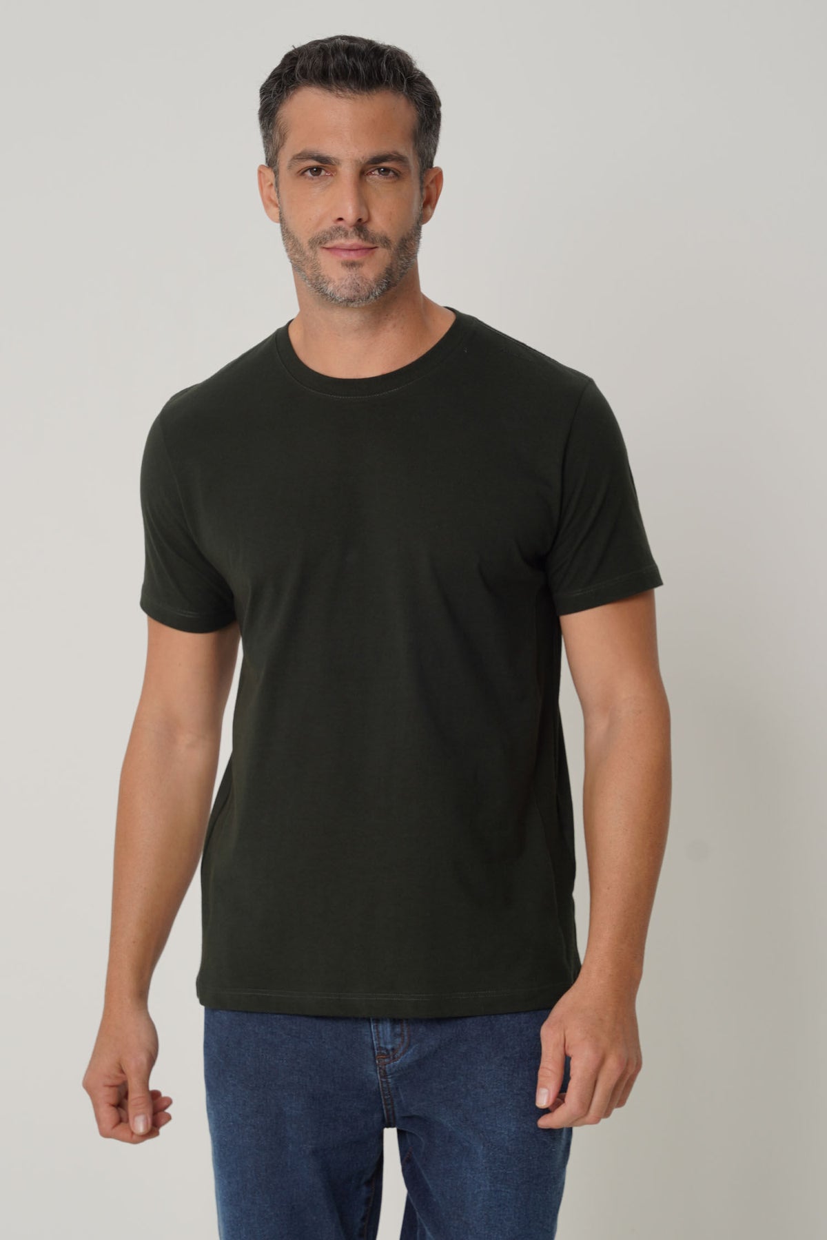 Camiseta Casual Algodão Masculina Acostamento Verde Folhagem