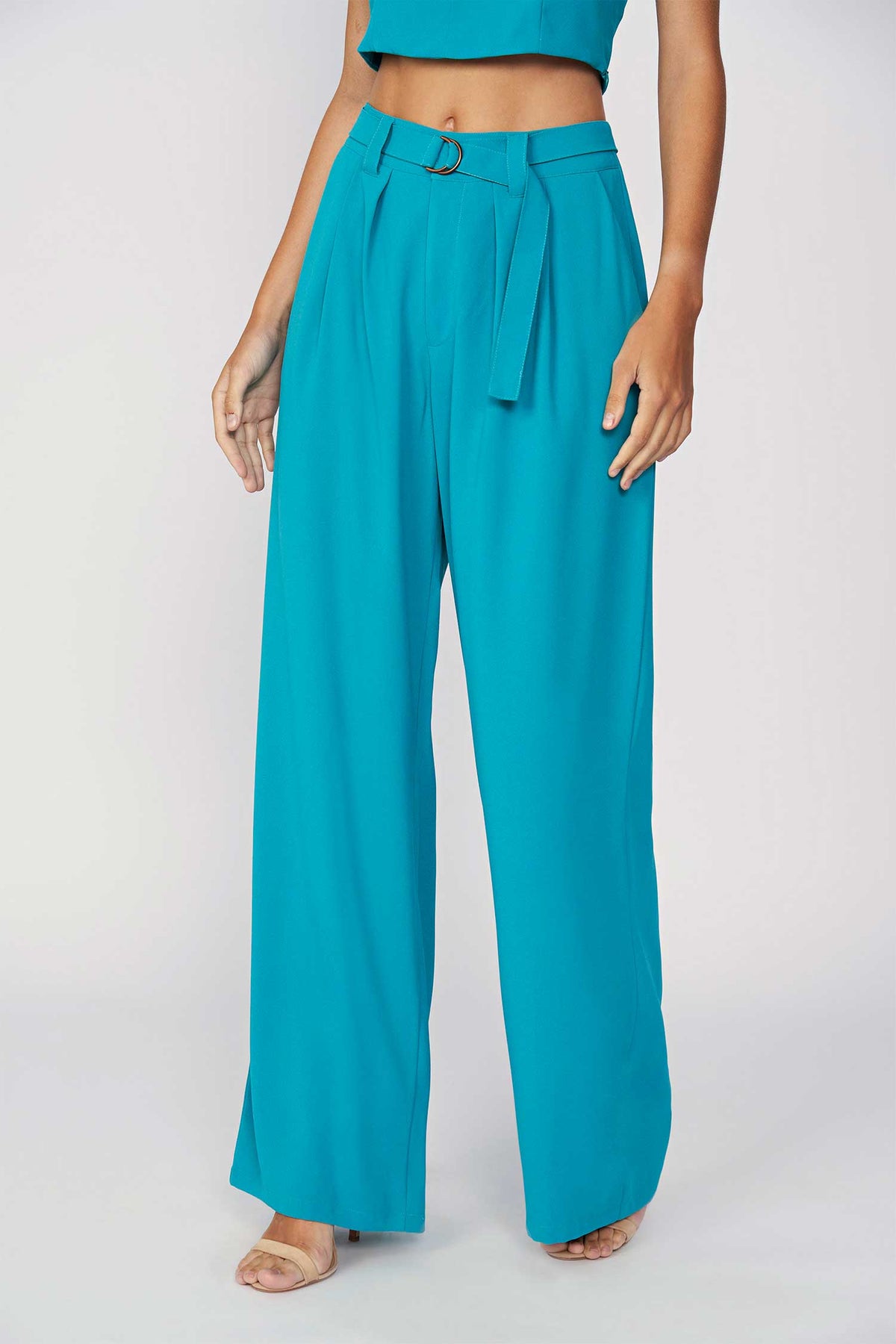 Calça Acetinada Faixa Feminina Acostamento Light Sea