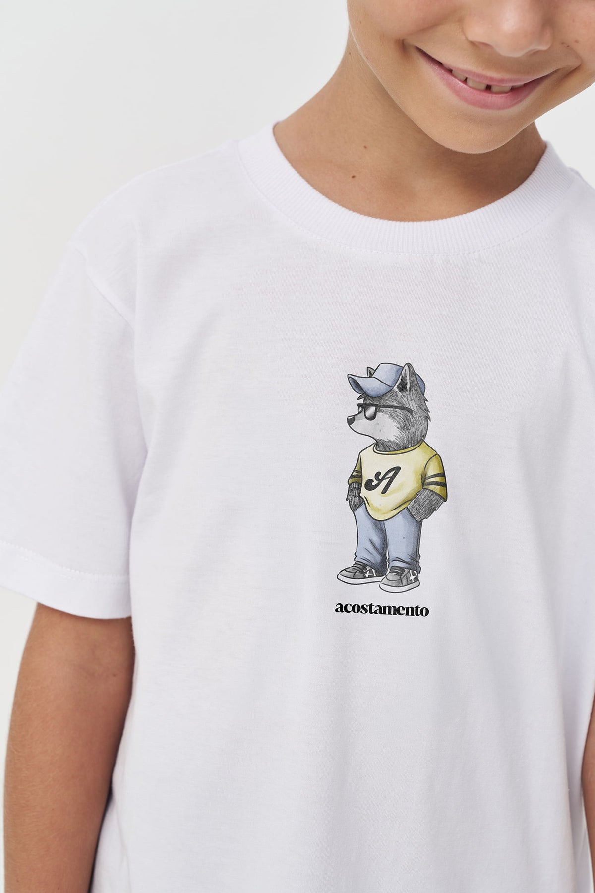 Camiseta Lobo Menino Acostamento Next Branco