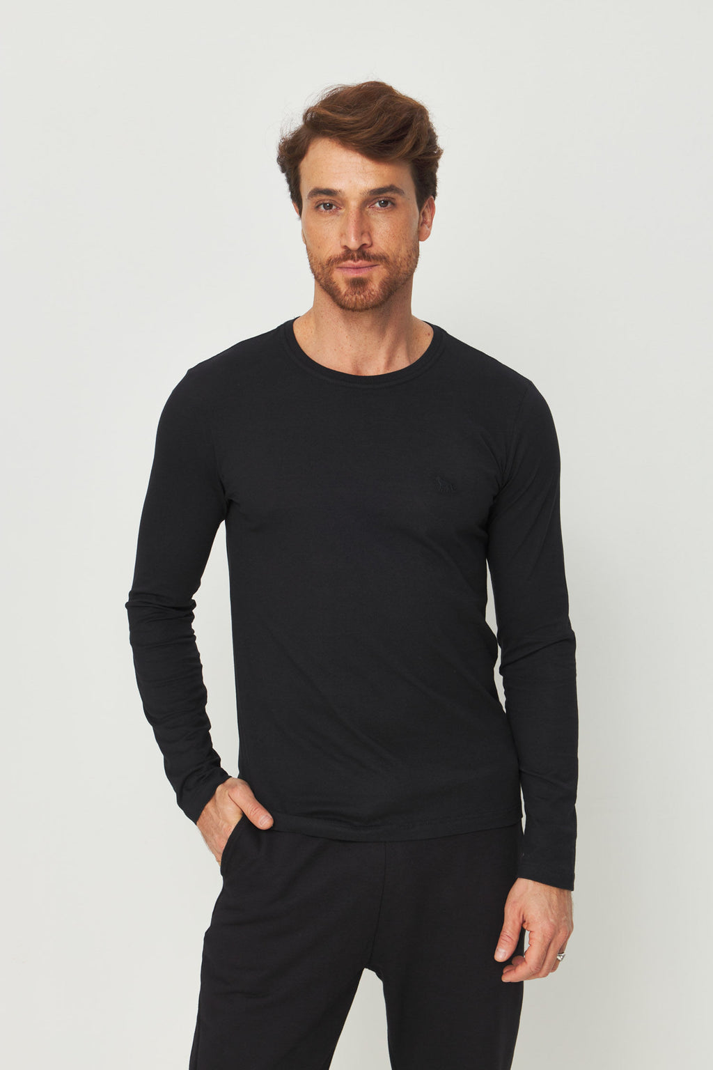 Camiseta Manga Longa Masculina Acostamento Preto