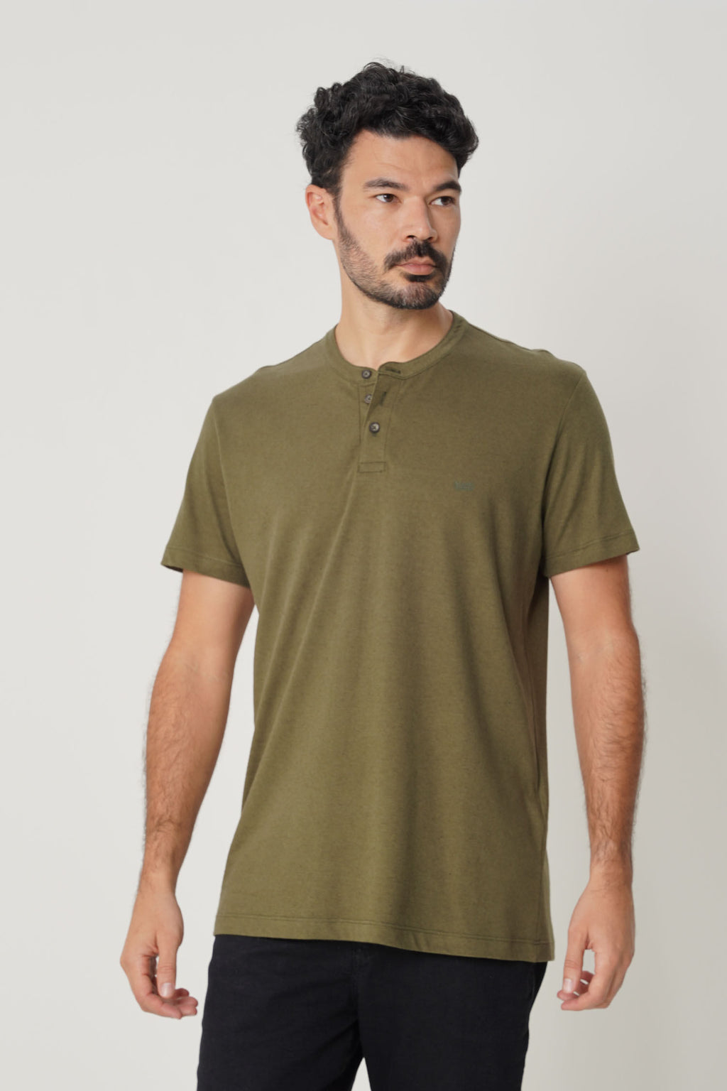 Camiseta Casual Linho Masculina Acostamento Bege