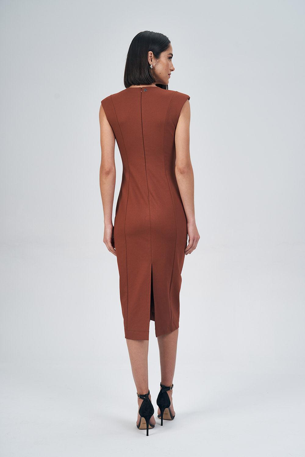 Vestido Midi Tubinho Feminino Acostamento Deep Olive