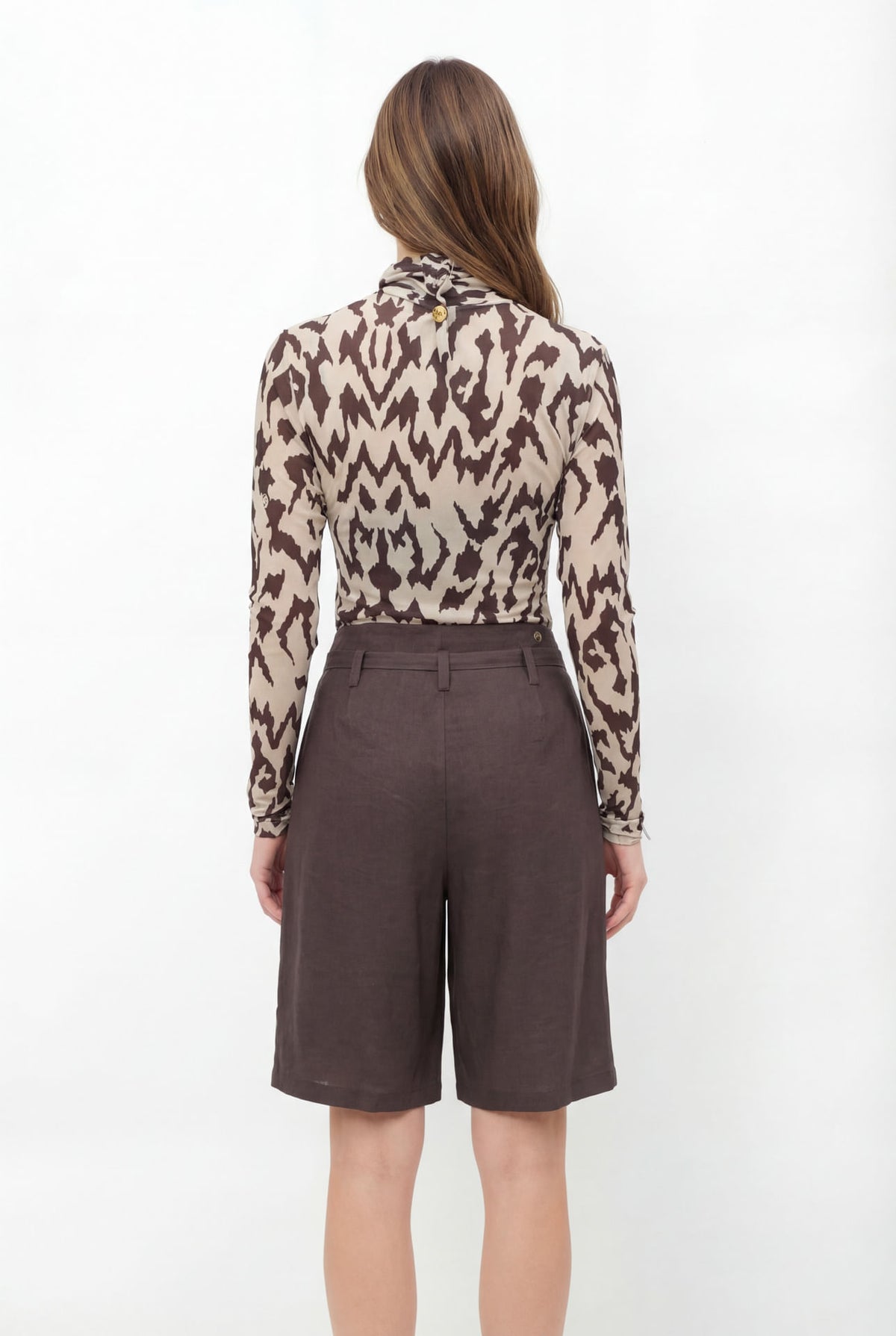 Bermuda Alfaiataria Com Cinto ACT Feminina Deep Brown