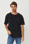 Camiseta Bigshirt Casual Masculino Acostamento Preto