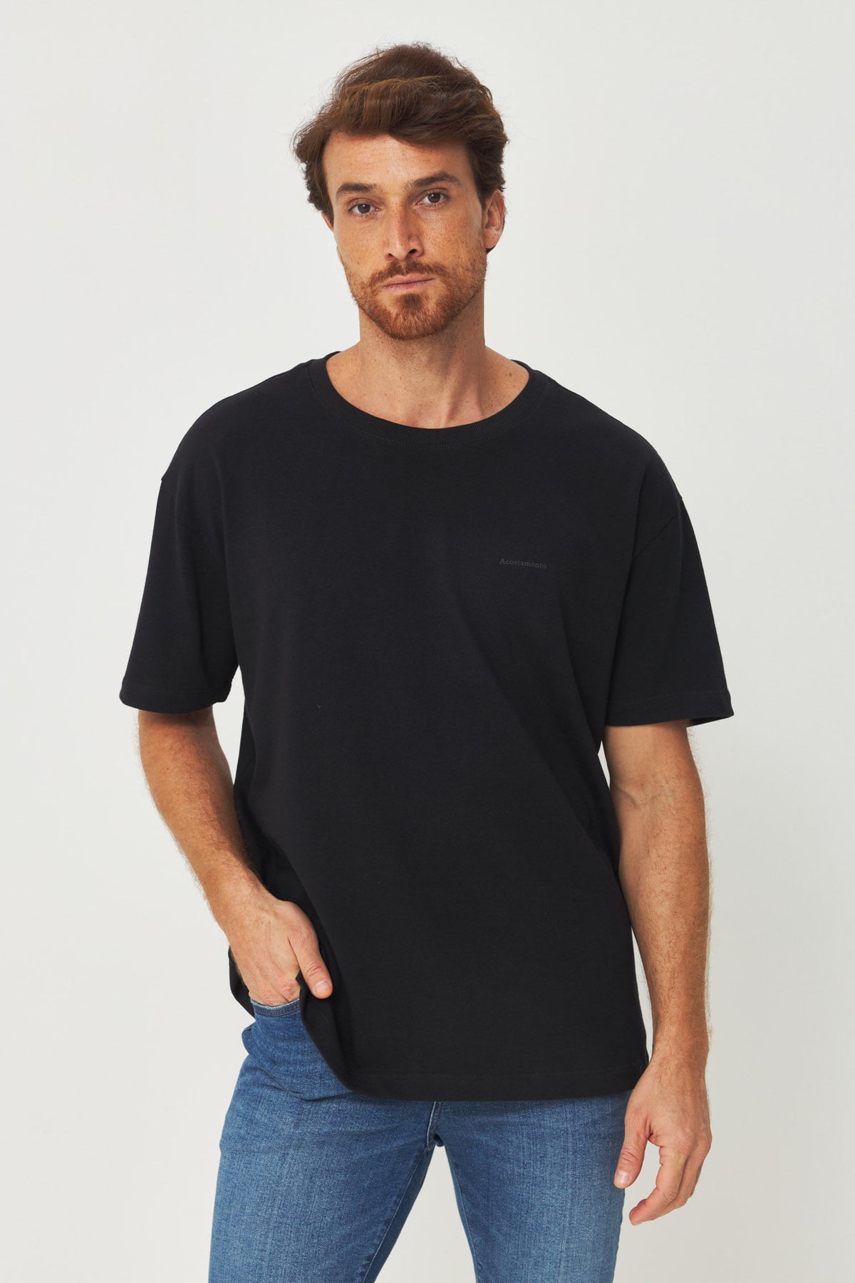 Camiseta Bigshirt Casual Masculino Acostamento Preto