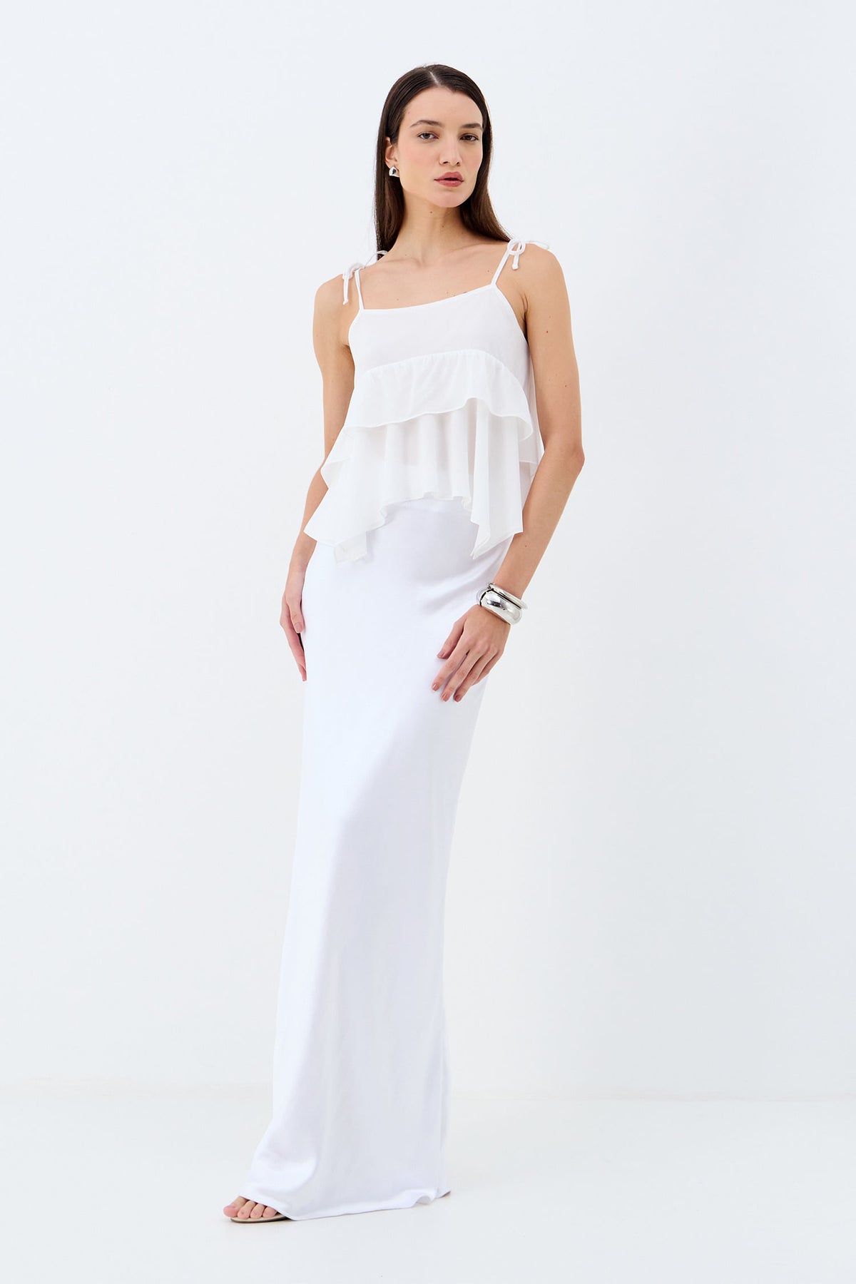 Blusa Com Transparência E Alças Finas  ACT Feminino Off White