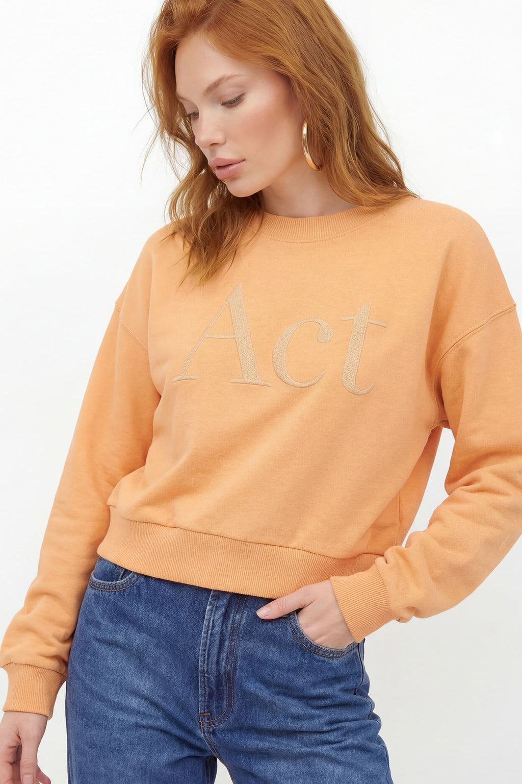 Blusão Moletom Com Logo ACT Feminino Spice Orange