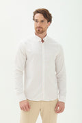 Camisa Manga Longa Scrivania Masculina Acostamento Xadrez Branco C/ Pessego