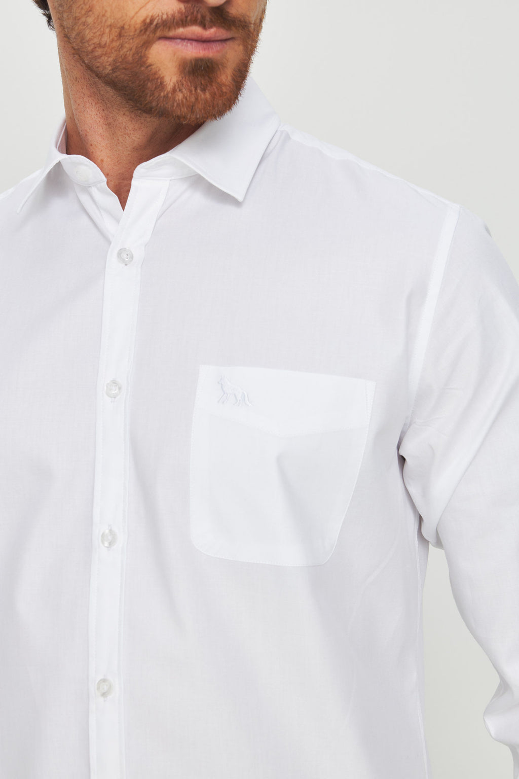 Camisa Manga Longa Scrivania Masculina Acostamento Branco
