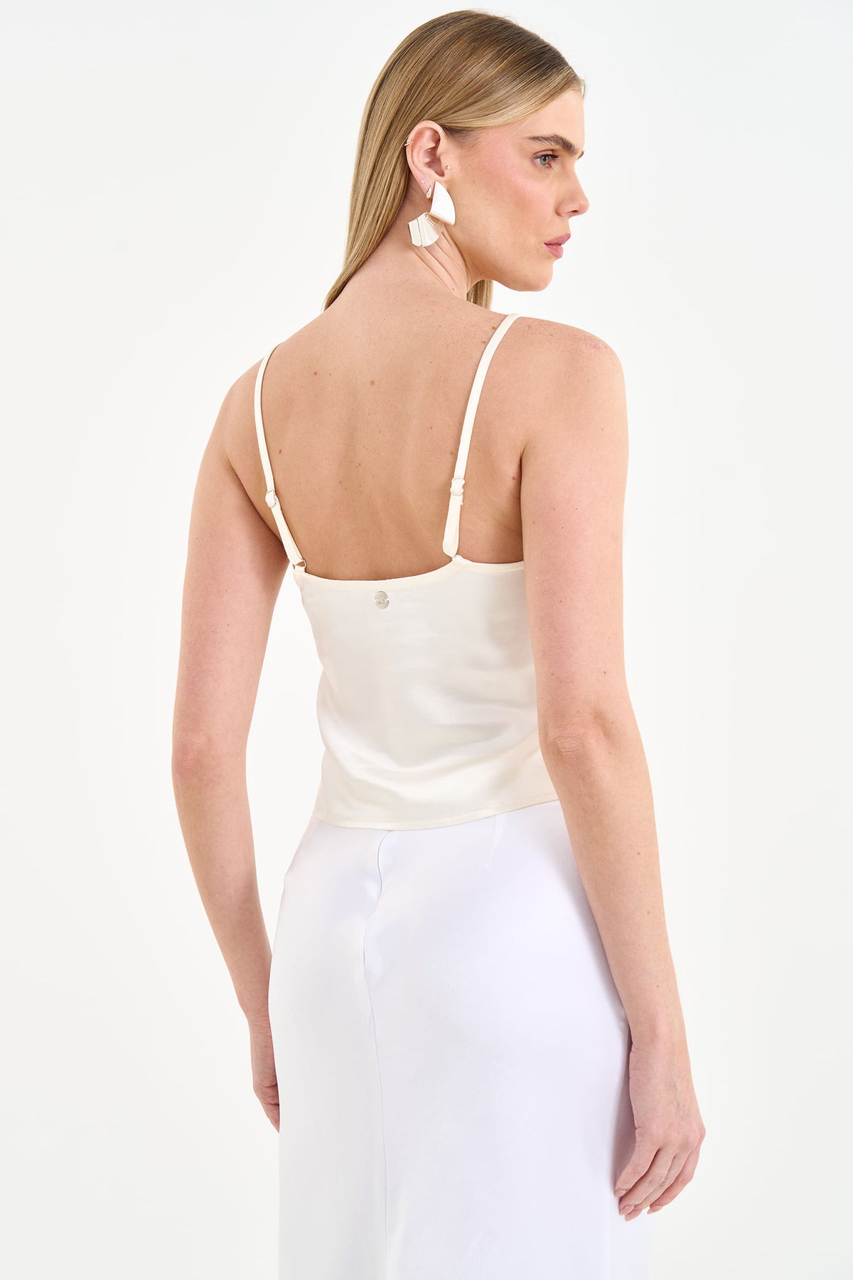 Blusa de Alcinha com Decote V Torcido ACT Feminino Branco