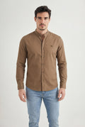 Camisa Gola Padre Manga Longa Masculina Acostamento Natural