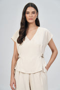 Blusa Detalhe Argola Feminina Acostamento Areia