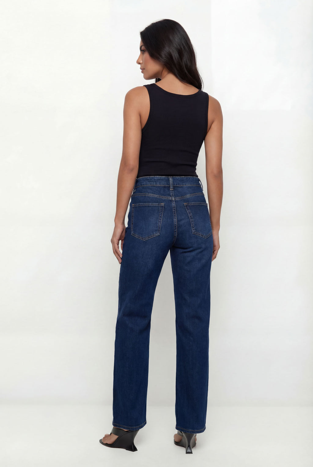 Calça Jeans Relaxed Cintura Média ACT Feminina Jeans Escuro