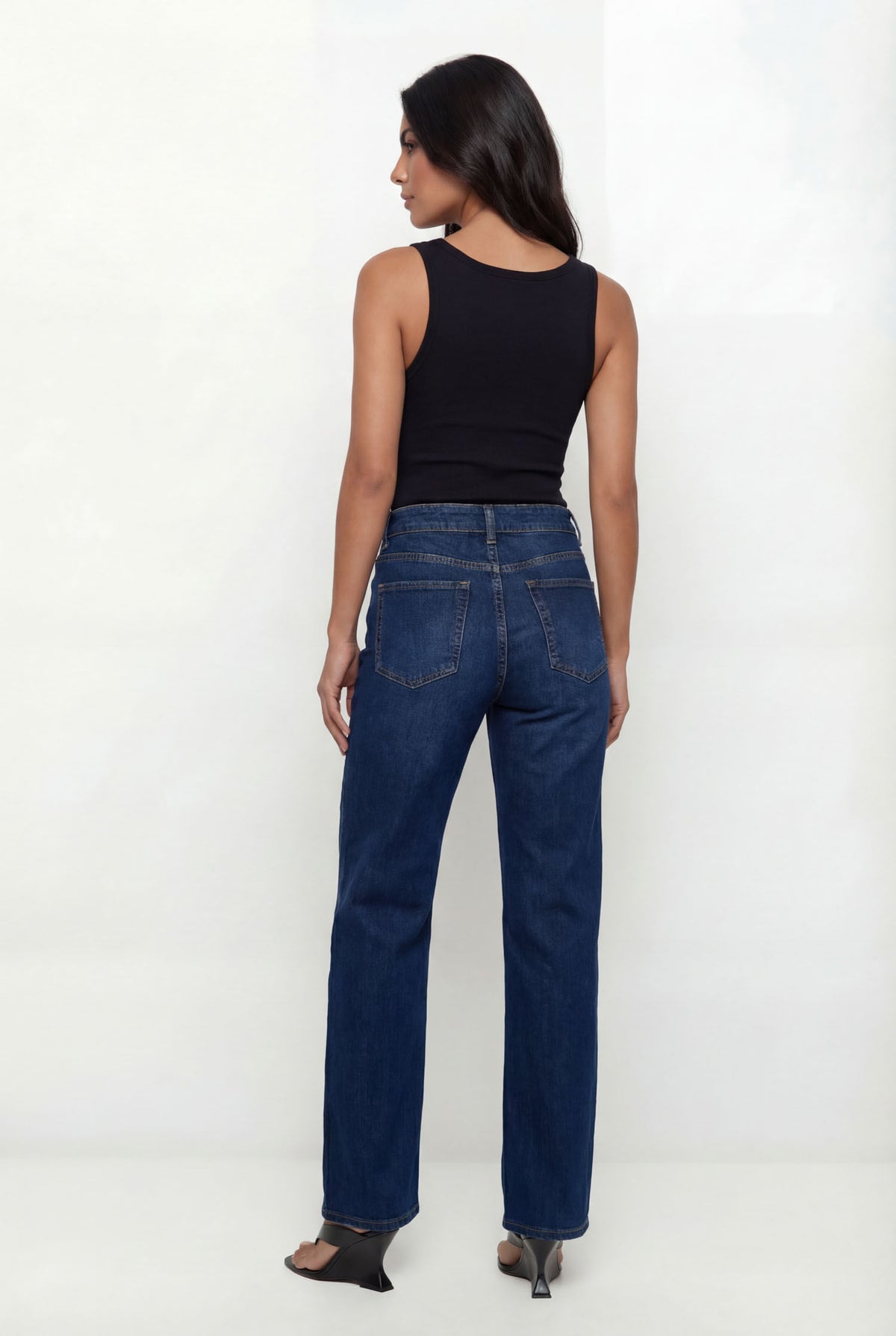 Calça Jeans Relaxed Cintura Média ACT Feminina Jeans Escuro