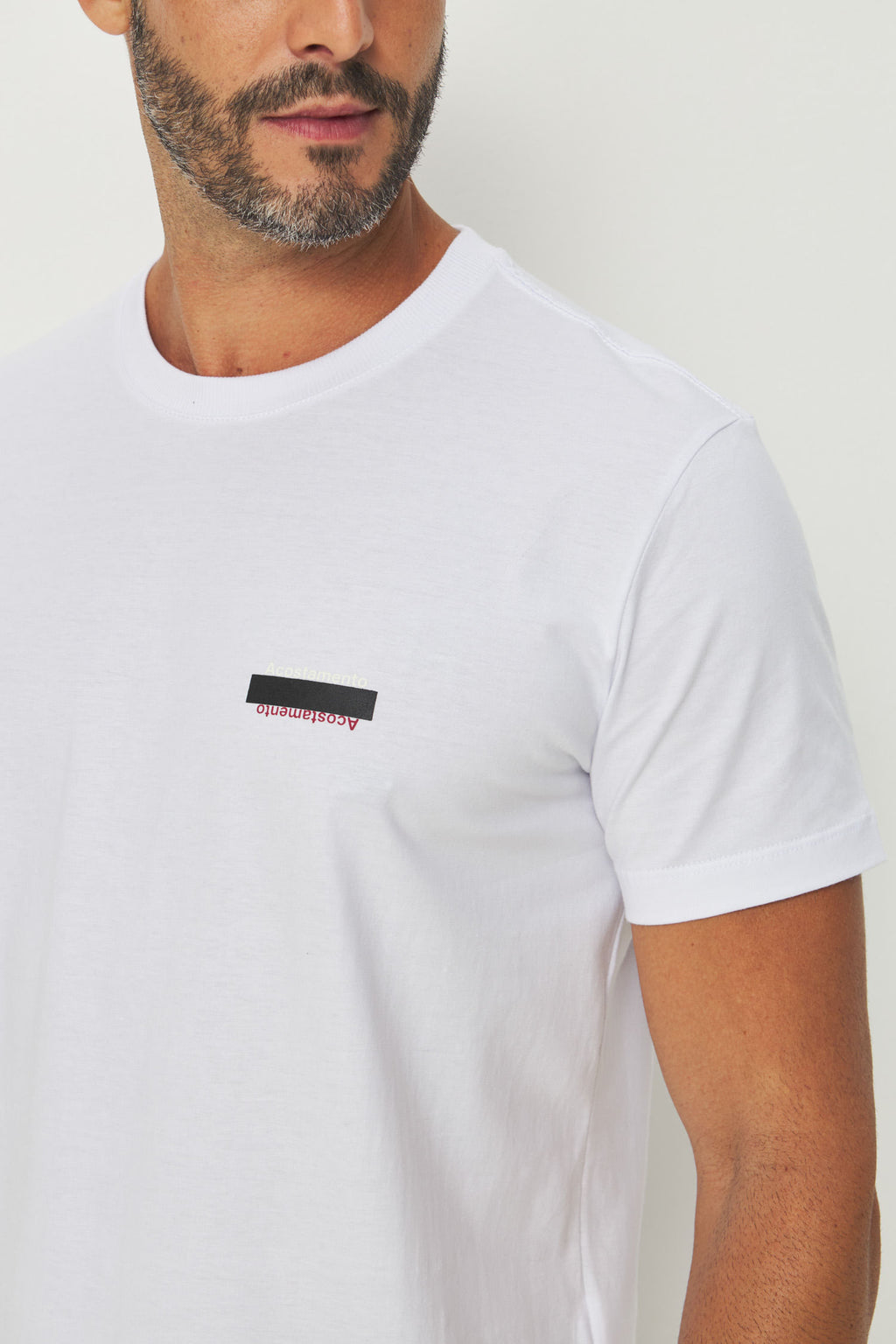 Camiseta Lobo Geométrico Masculino Acostamento Branco